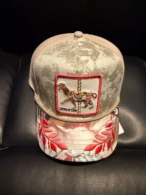 The Farm Trucker Cap with Illustrated Brim.  Strutter horse